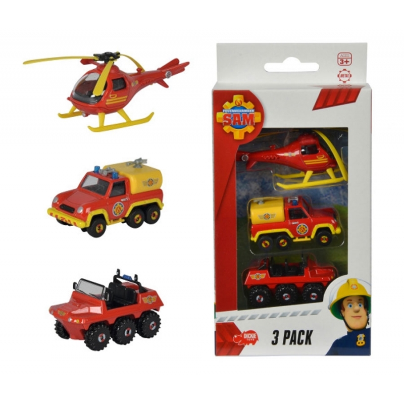 DICKIE Fireman Sam 3 sraigtasparnių automobilių rinkinys