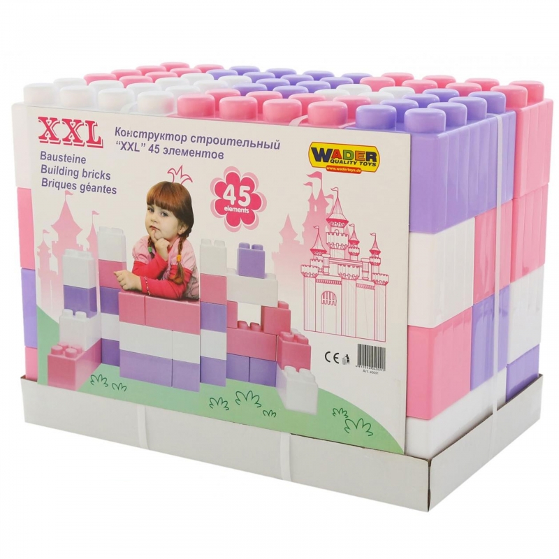 Rožinis XXL blokų rinkinys 45 vnt