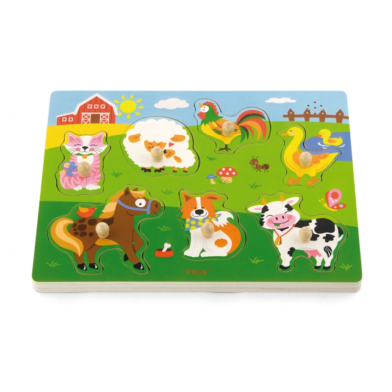 Mediniai garsiniai galvosūkiai Farma Viga Toys