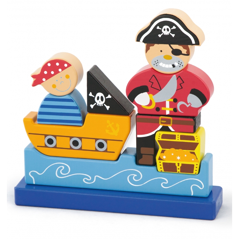 Viga medinių magnetinių kaladėlių piratų rinkinys 10 elementų