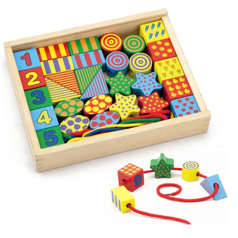 Medinės edukacinės kaladėlės sriegimui Sriegiklis vaikams Viga Toys Montessori