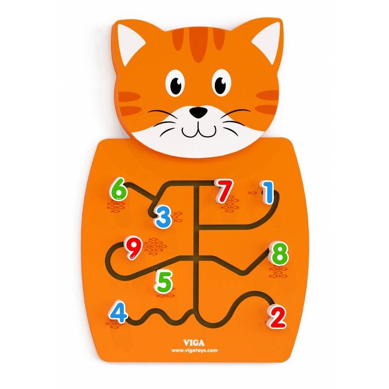 VIGA medinės skaičių manipuliavimo lentos Kitty FSC Montessori sertifikatas