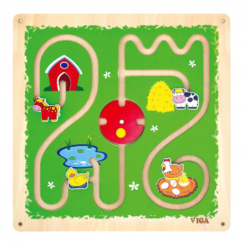 Medinės sienos žaidimas Maze Farma Viga Toys