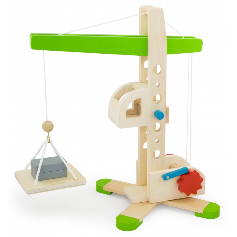 Viga Toys medinis statybinis kranas