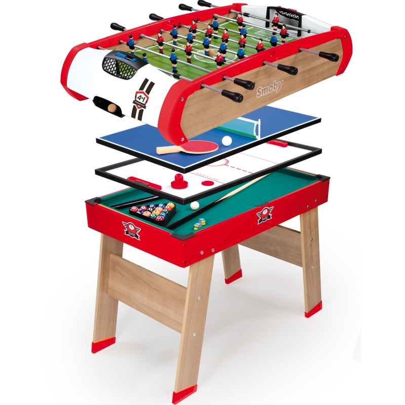 SMOBY stalo futbolas vaikams Powerplay 4in1 stalo biliardas teniso ritulys