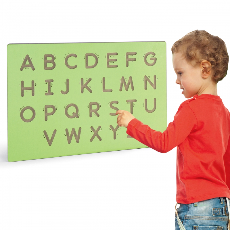 Mokomės rašyti didžiosiomis raidėmis Viga Montessori medinės lentos šabloną
