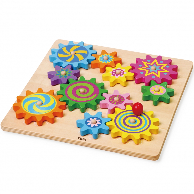„Viga“ medinė edukacinė lenta, „Twisted Gears“, FSC Montessori sertifikatas