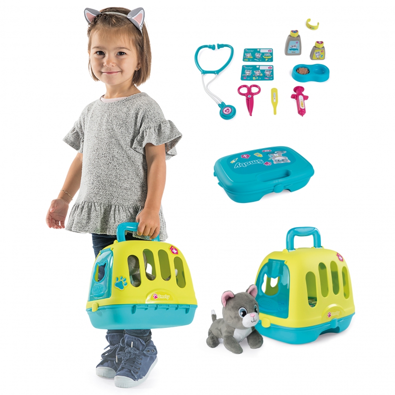 Smoby Set 2in1 Cat konteineris + Interaktyvus Miaužiantis katinas
