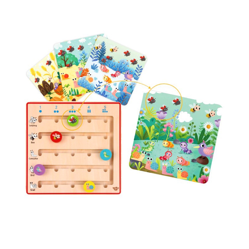 TOOKY TOY medinis žaidimas „Mokymasis skaičiuoti gyvūnus“.