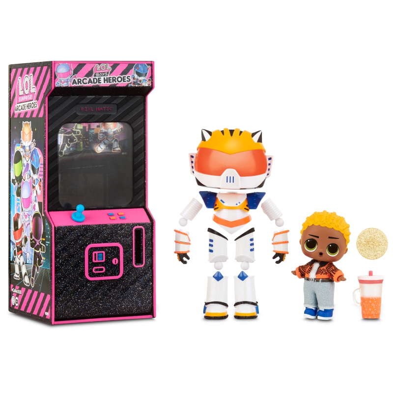 L.O.L Surprise Boys Arcade Heroes Cool Cat lėlė arkadinėje mašinoje