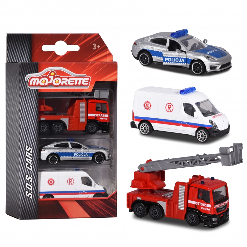 MAJORETTE Vehicles SOS Avariniai automobiliai 3 vnt