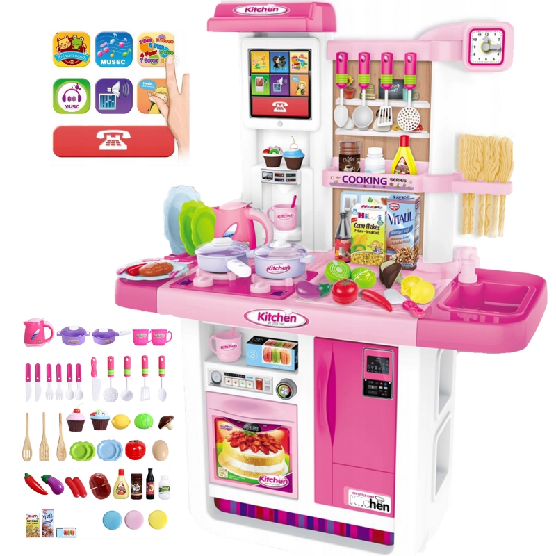 WOOPIE Kitchen MY LITTLE CHEF jutiklinis skydelis su garso vandens cirkuliacija rožinės spalvos
