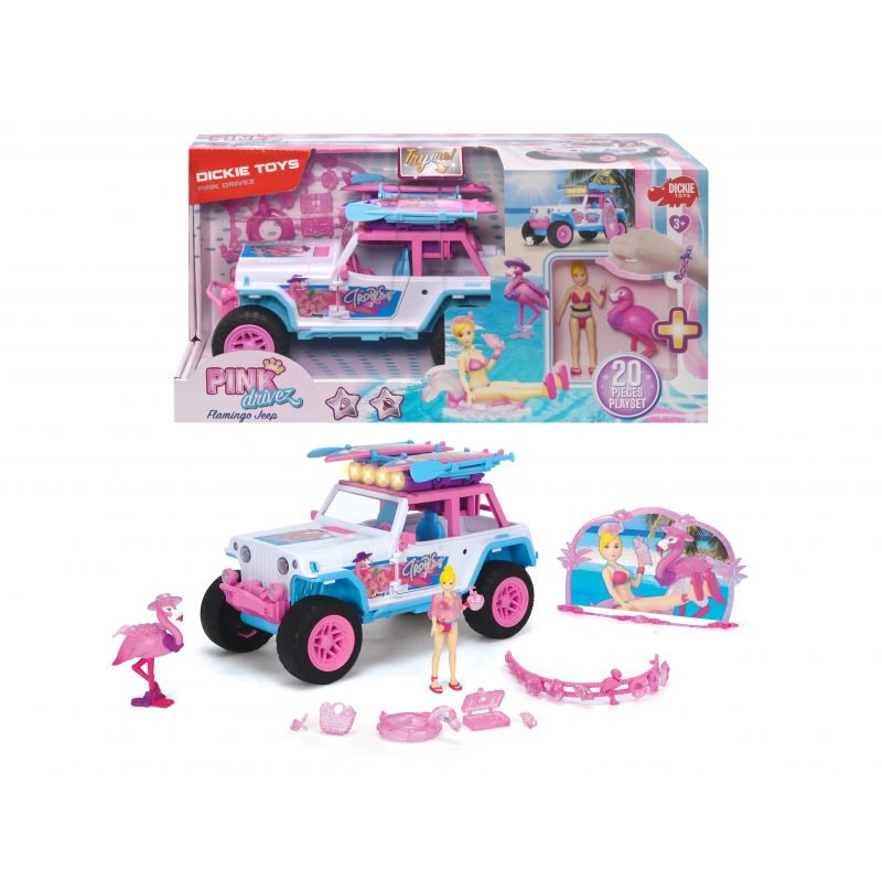 DICKIE Playlife Pink Drivez Flamingo Jeep 22 cm