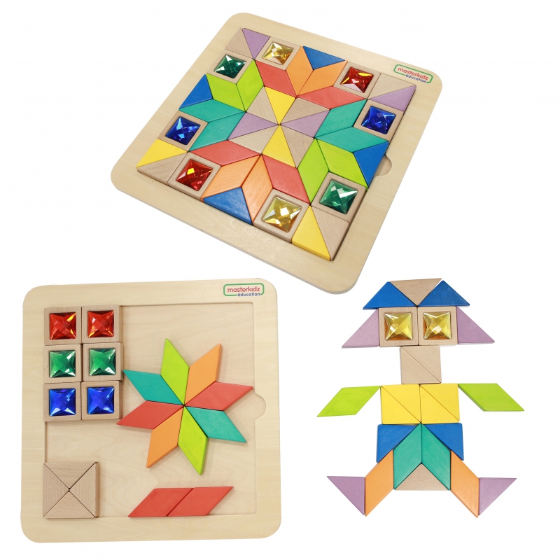 MASTERKIDZ dėlionės mozaikos mokomasi spalvų ir formų Tangram Montessori