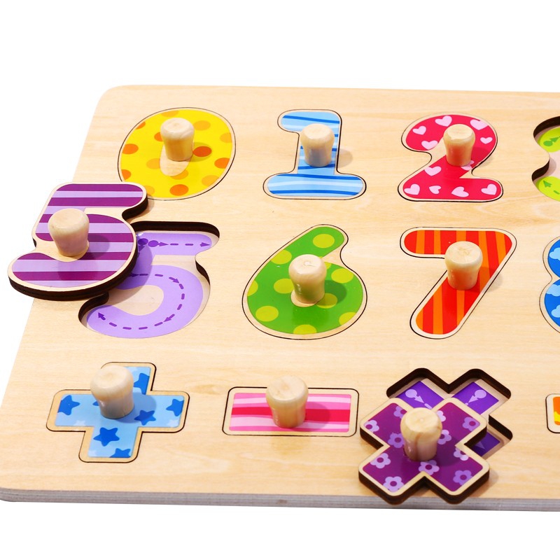 TOOKY TOY medinė dėlionė, mokanti skaičiuoti, dėlionė su smeigtukais, skaičiais