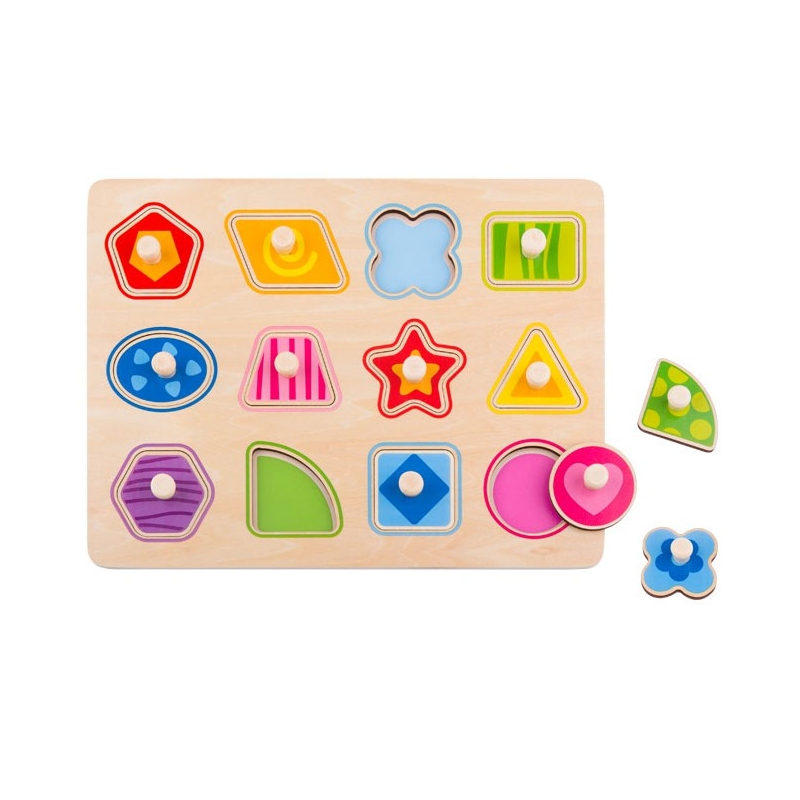 TOOKY TOY galvosūkis Montessori galvosūkis, kuriame mokomasi formų su smeigtukais Figūrėlių formos