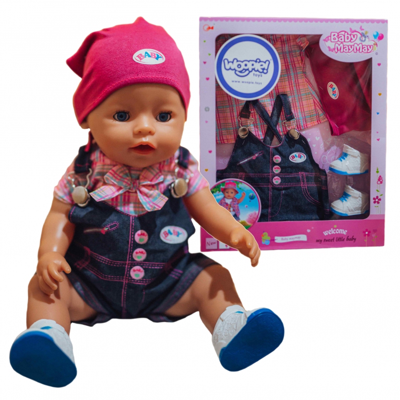 WOOPIE Doll Clothes Outfit Dungarees Šalikas 43-46 cm
