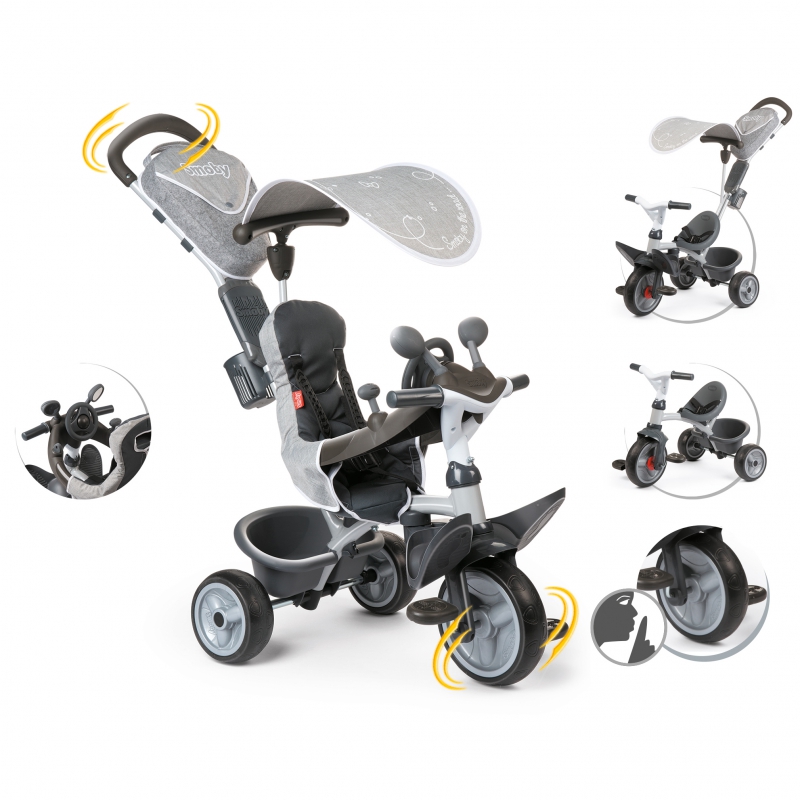 SMOBY Baby Driver Komfort plus triratis, pilka