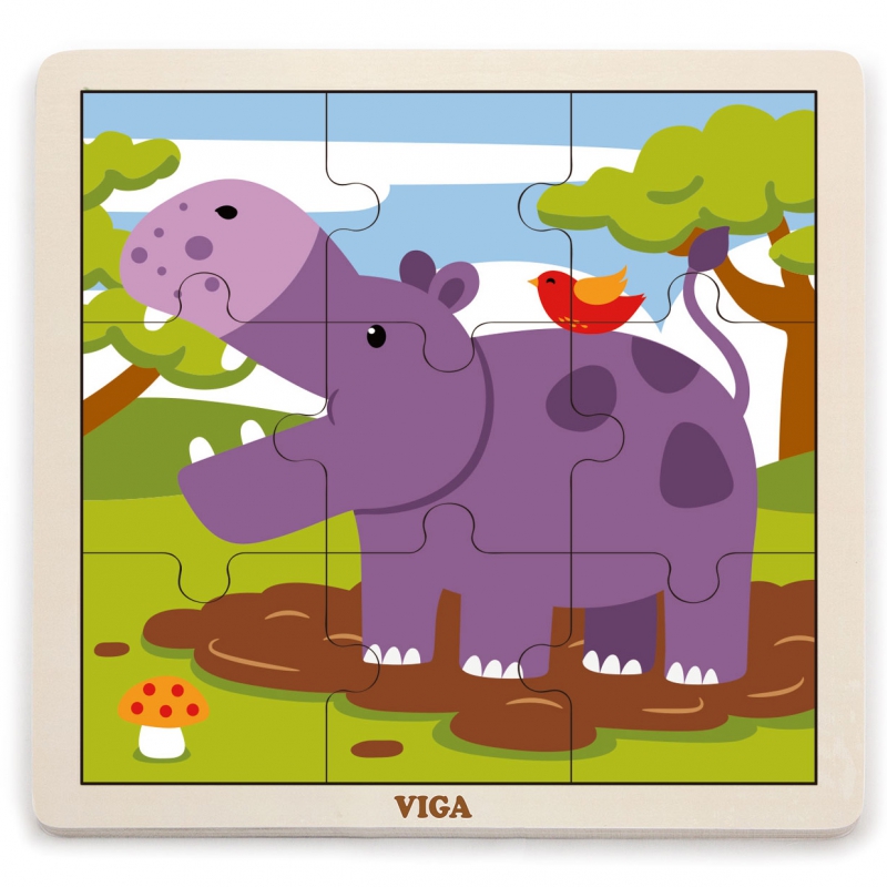 VIGA Patogus medinis galvosūkis Hippopotamus 9 vnt
