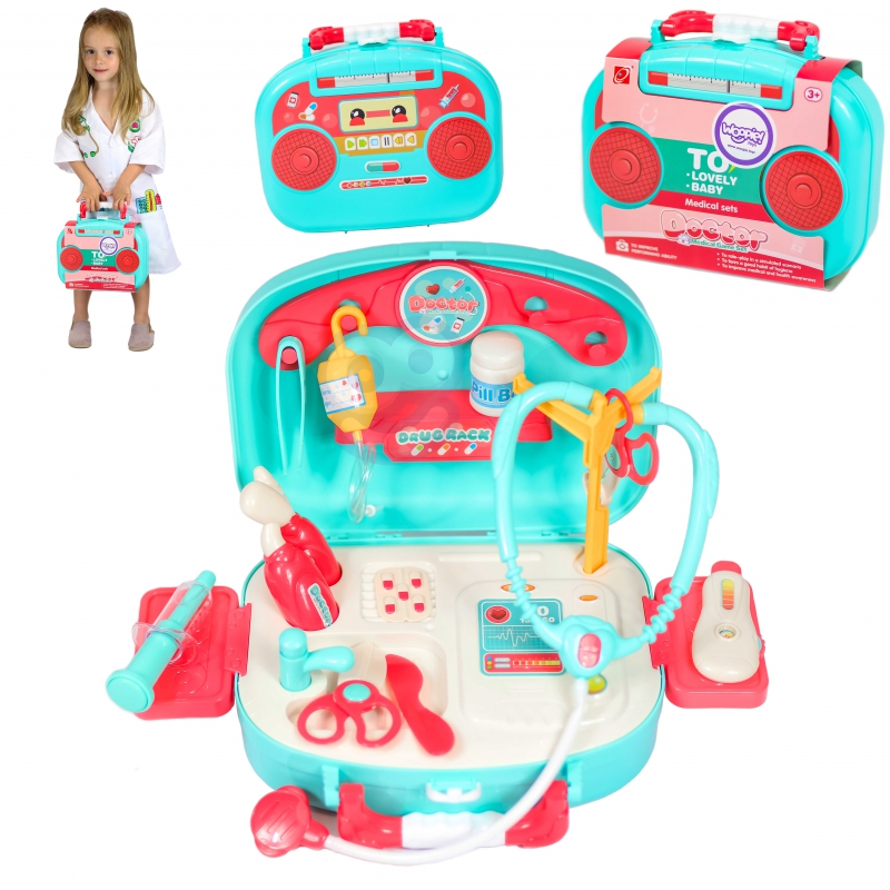 WOOPIE Little Doctor rinkinys Daktaras lagamine + 19 priedų.