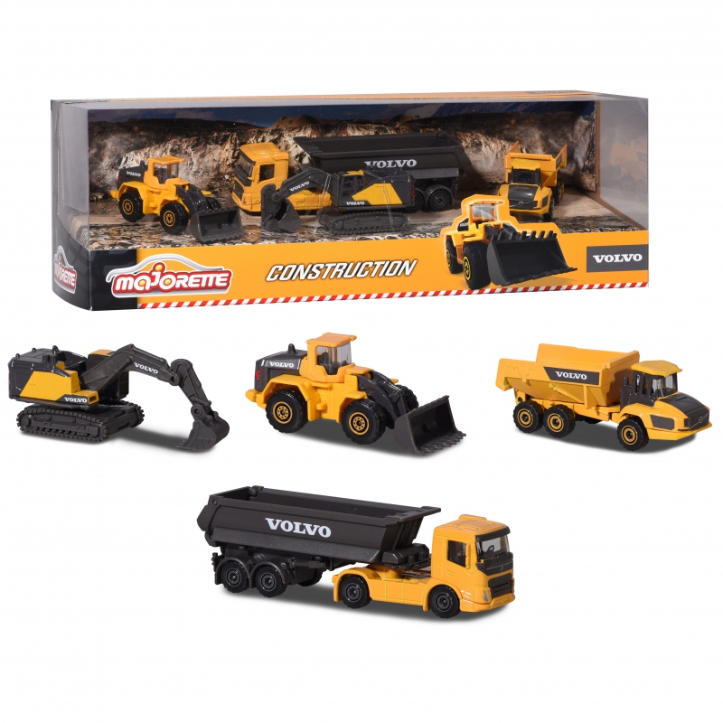 MAJORETTE 4 Volvo Construction statybinių transporto priemonių rinkinys