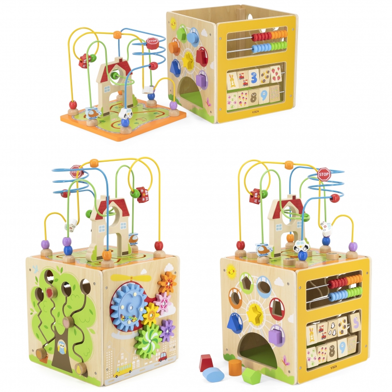 VIGA Activity Box Medinis lavinantis žaidimų centras 5 in 1 kubas