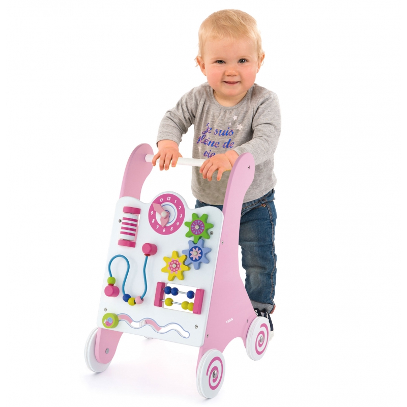 Viga Toys Medinis mokomasis rožinis Montessori stumdomasis žaislas