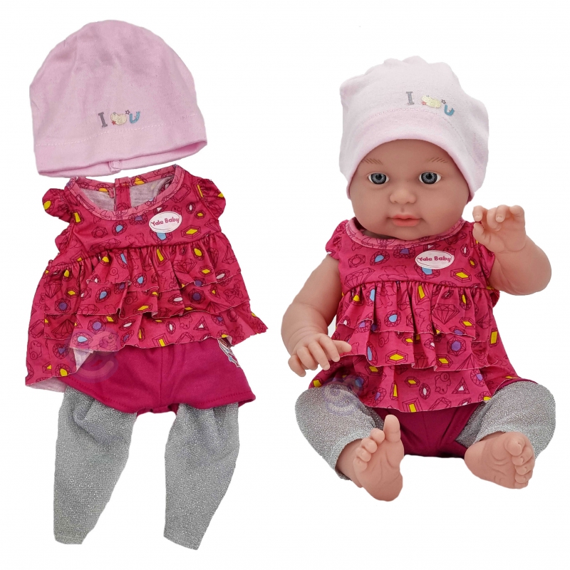 WOOPIE Doll Clothes Deimantų komplektas Suknelė Kepurės Antblauzdžiai 43-46 cm