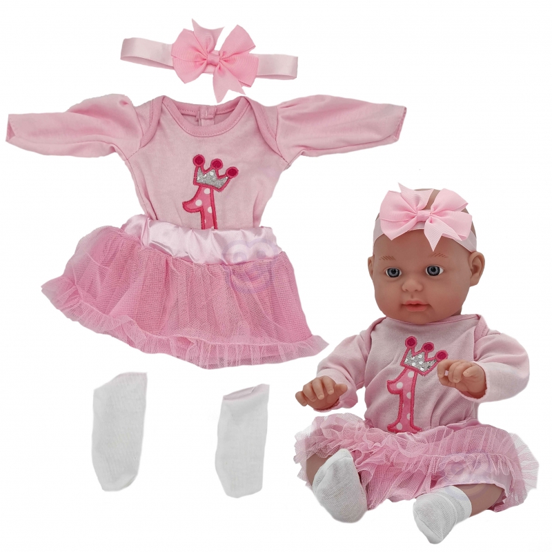 WOOPIE ROYAL lėlių drabužių rinkinys Princesės suknelės galvos apdangalas 43-46 cm