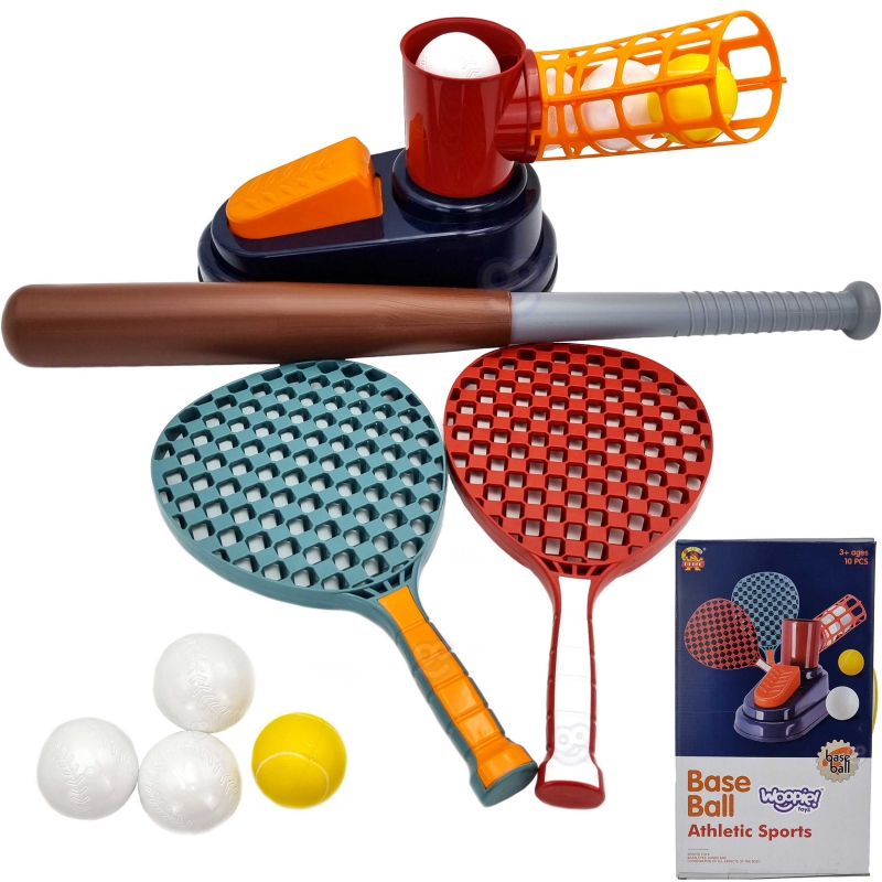 WOOPIE beisbolo + badmintono sporto rinkinys vaikams + 4 kamuoliai