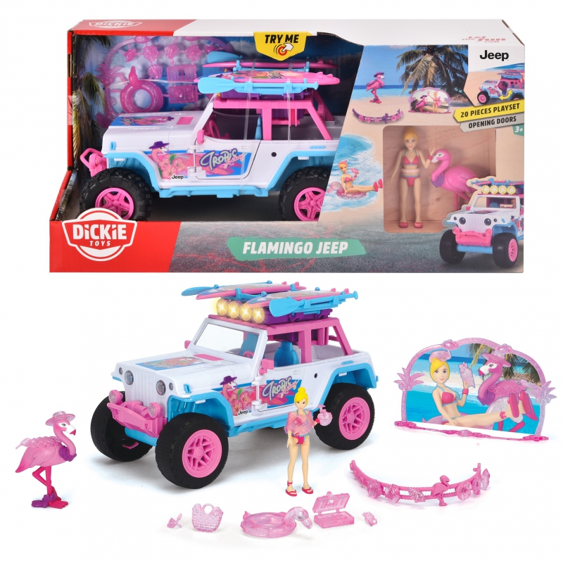 DICKIE Playlife Car Jeep Pink Drivez Flamingo 22cm