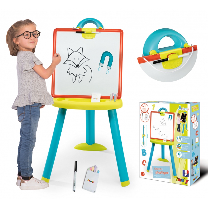 Smoby dvipusė lenta ant stovo Magnetinė sulankstoma kreida 7 akc lentyna