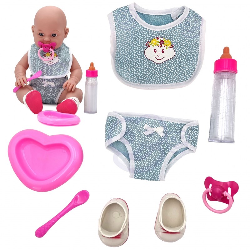 WOOPIE lėlių drabužių maitinimo rinkinys Blue 7 priedai 43-46 cm