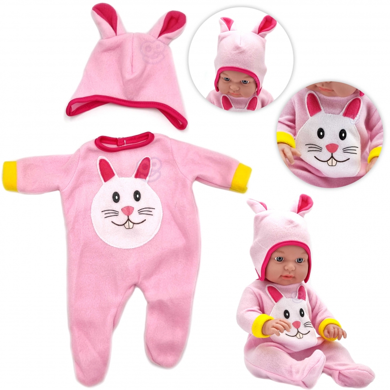 WOOPIE lėlių drabužių rinkinys Bunny Jumpsuit Romper Hat 43-46 cm