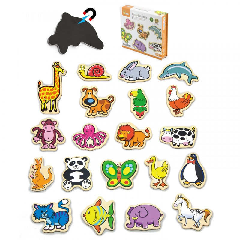 VIGA Mediniai Magnetai Animals rinkinys iš 20 elementų