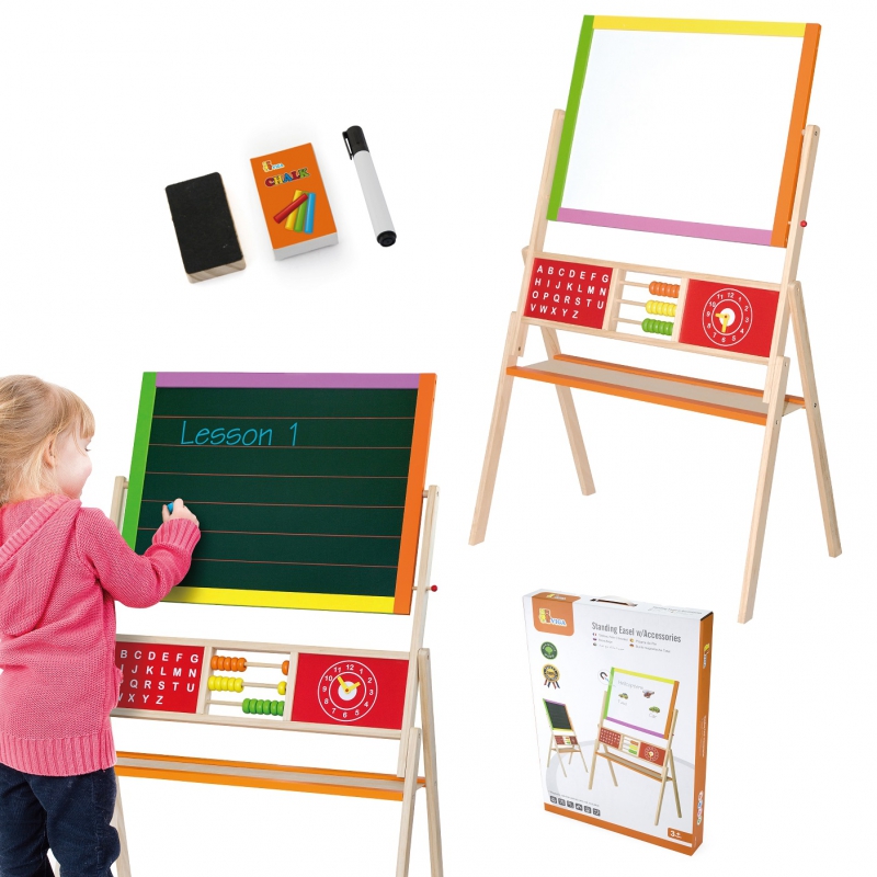 Dvipusė mokomoji piešimo lenta su abaku iš Viga Toys