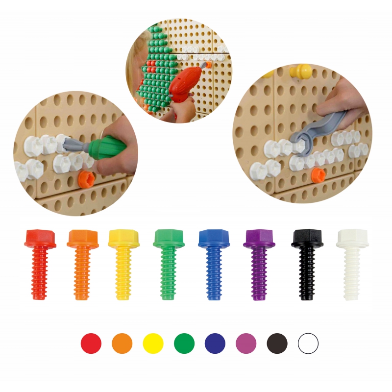 MASTERKIDZ spalvingi varžtai kūrybiniam mokslui STEM lenta 512 vnt.