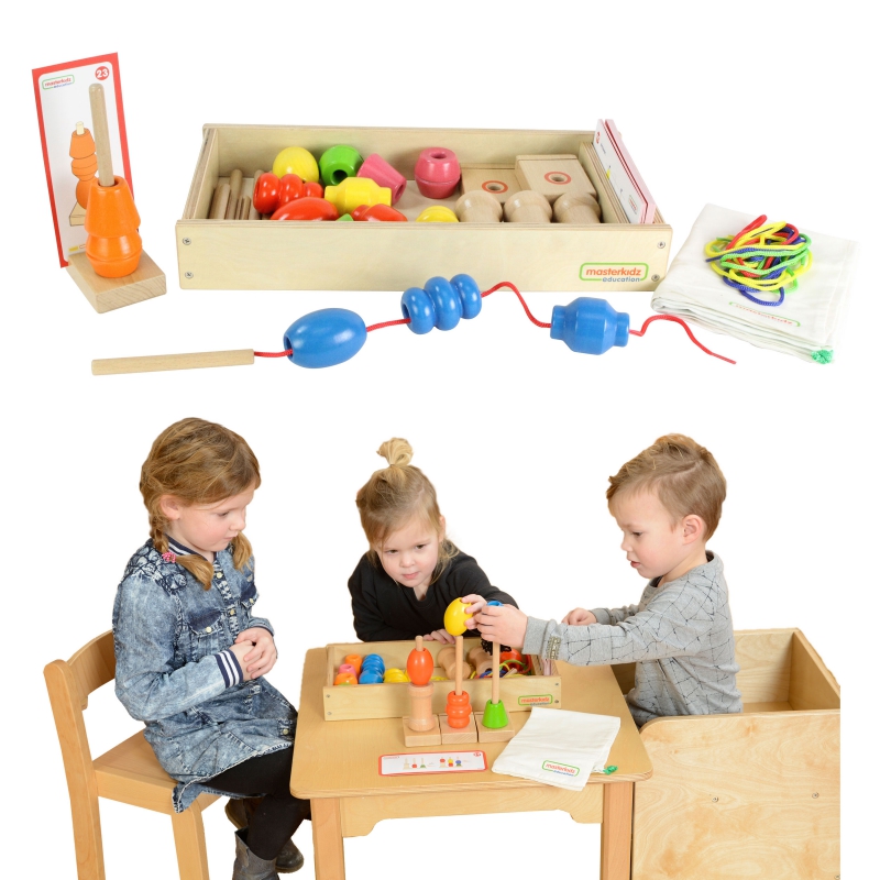 MASTERKIDZ Didelis medinis Montessori batų raištelis