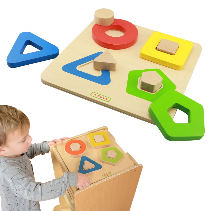 Dvigubas medinių formų rūšiuotojas Spalvingi blokai Masterkidz