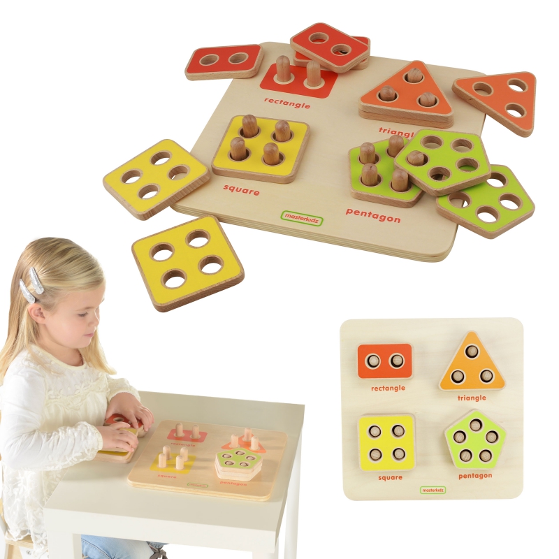 Medinių formų rūšiuotojas geometrinių figūrų skaičiavimas Masterkidz Montessori