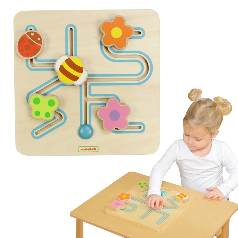 Medinė mokomoji lenta Vabzdžių labirintas Masterkidz Montessori