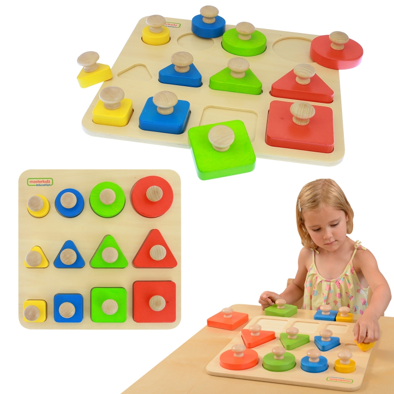 MASTERKIDZ Medinis formų, dydžių ir spalvų rūšiuotojas Montessori
