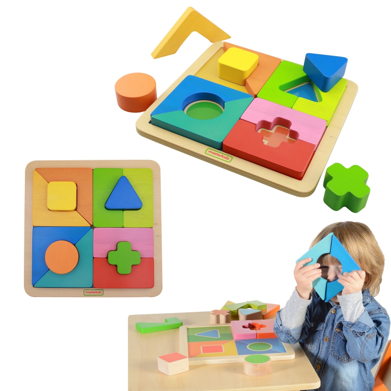 Medinė geometrinė dėlionė 12 dalių Masterkidz Montessori
