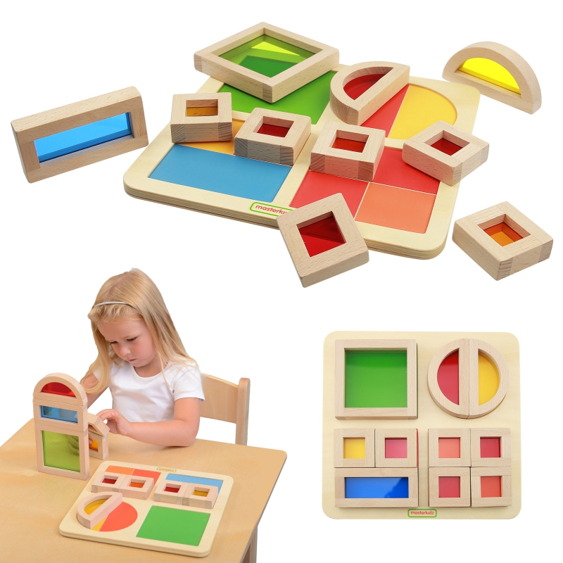 Vaivorykštės blokų rinkinys Pamatykite pasaulį spalvomis Masterkidz Montessori