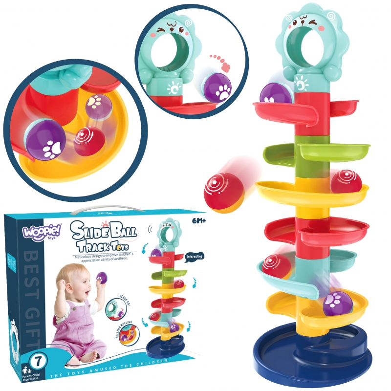 WOOPIE BABY kamuoliukų takelis Kamuoliukų takelių rinkinys: spiralė + 2 kamuoliukai
