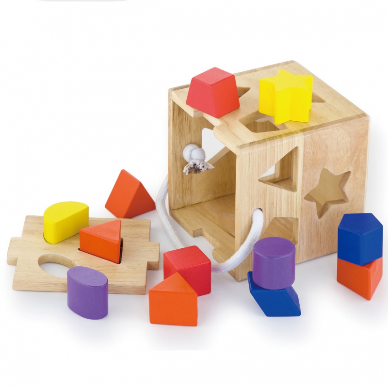 VIGA Medinės formos rūšiavimo blokai Montessori Cube