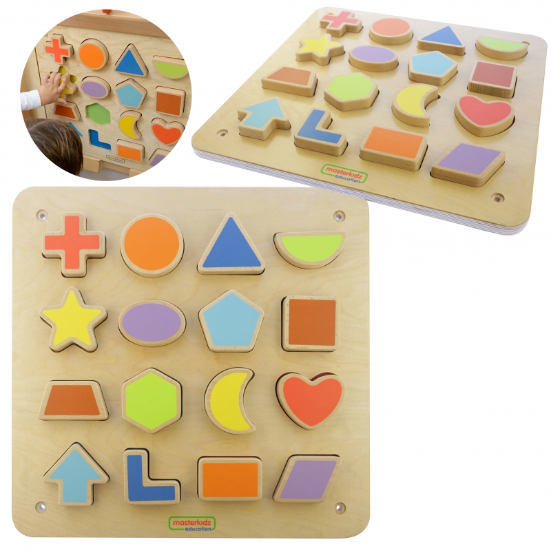 MASTERKIDZ mokomasi formų ir spalvų rūšiavimo magnetinė-sensorinė sieninė lenta Flex Montessori