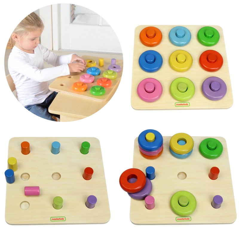 Spalvų derinimo rūšiuotojas Masterkidz kaiščiai ir lankeliai Montessori