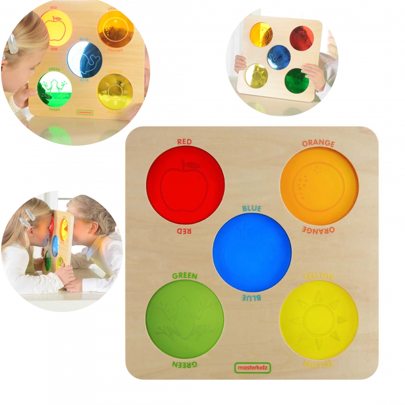 Spalvoti akiniai Medinė sensorinė lenta Masterkidz