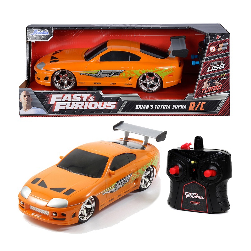 JADA greitas ir įsiutę Briano „Toyota Supra 1:16 RC“ nuotolinio valdymo automobilis